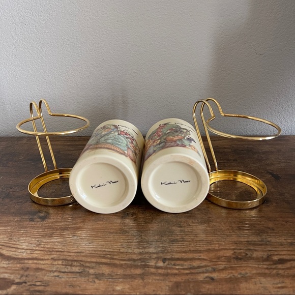 Vintage Turkish Coffee cups with Wire Handle Holder set of 2 - Picture 5 of 9